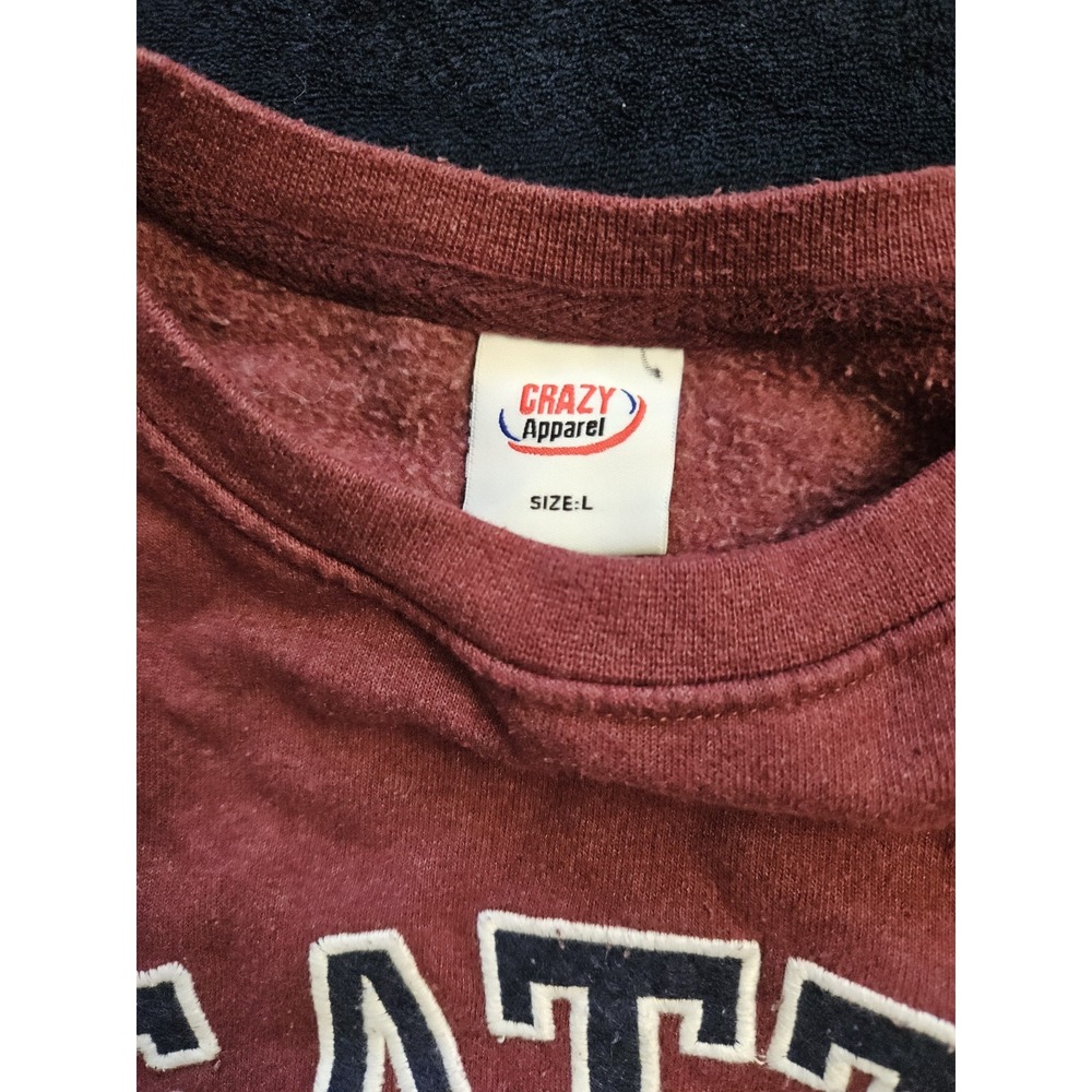 Seattle Washington Vintage Sweater 1990s Size Large Red / EMBROIDERED WORDS - Picture 5 of 7